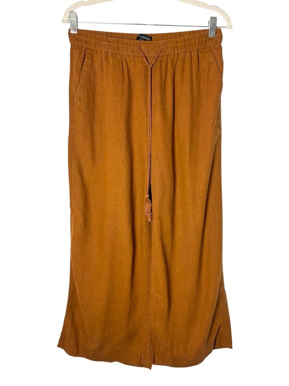 Banana Republic Factory Wide-Leg Linen Blend Pull On Pants Flowy Boho Rust